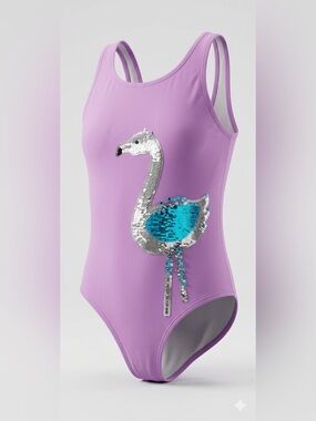Carter's Girls XL 14 Flamingo Flip Sequin One Piece Swimsuit Purple